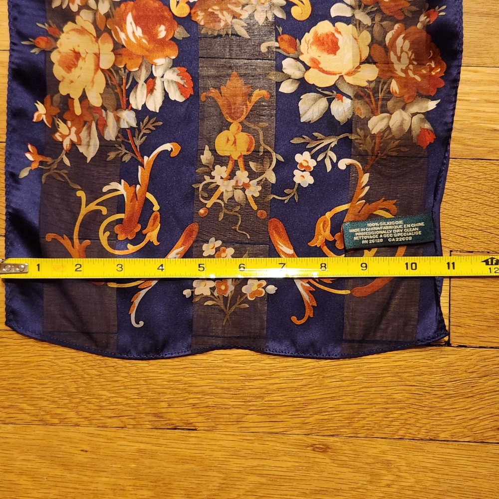 Lauren Ralph Lauren 100% Silk Floral Baroque Oblong Scarf, 11" x 52" - Picture 9 of 9